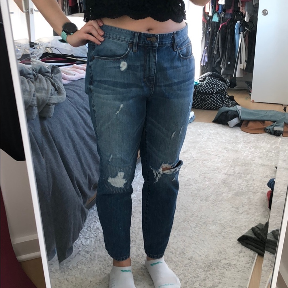 Ripped boyfriend jeans from J Crew Factory